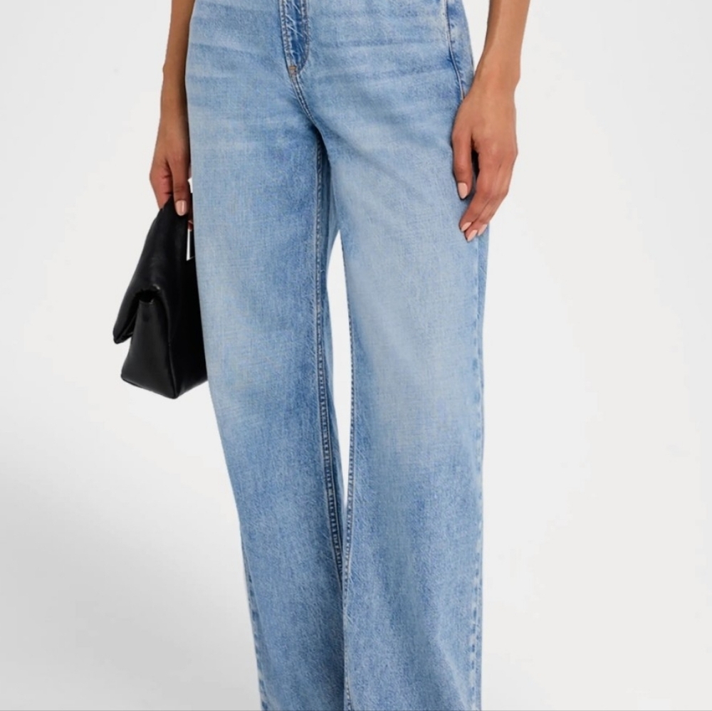 rag & bone Featherweight Logan Mid-Rise Wide-Leg Jeans Sz 27 - Picture 4 of 12